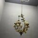 Tole Ceramic Flower Italian Chandelier 1960’s 