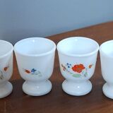 Coquetier glass arcopal france floral décor 70s - vintage