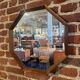 Hexagonal mirror with teak frame, Denmark 1960
