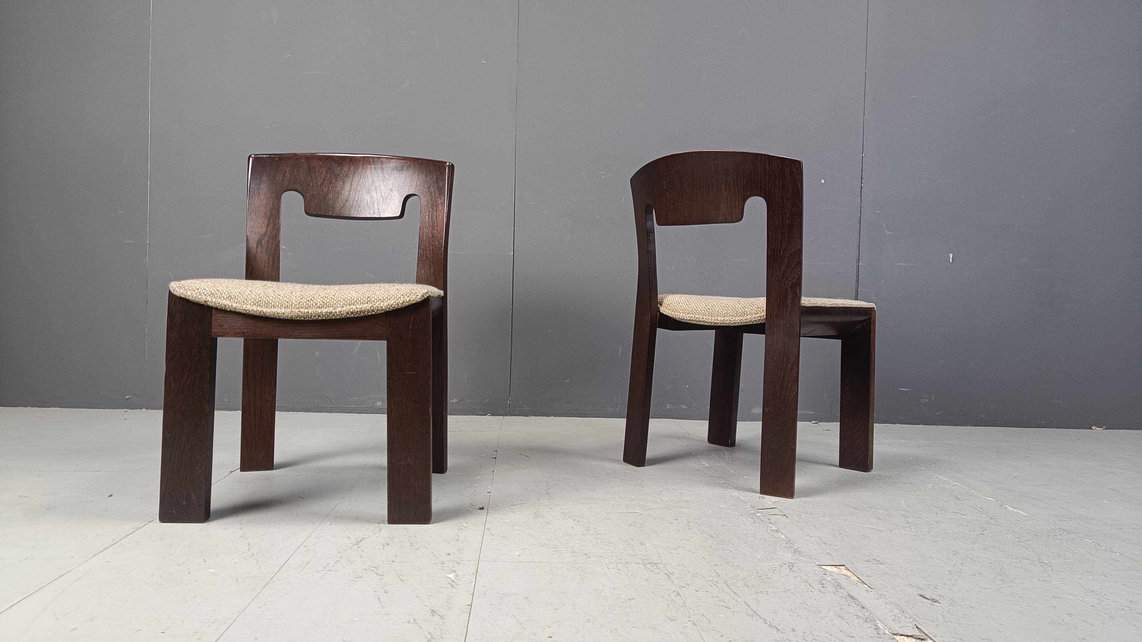 Vintage Brutalist Dining Chairs, Set of 6 - 1970s