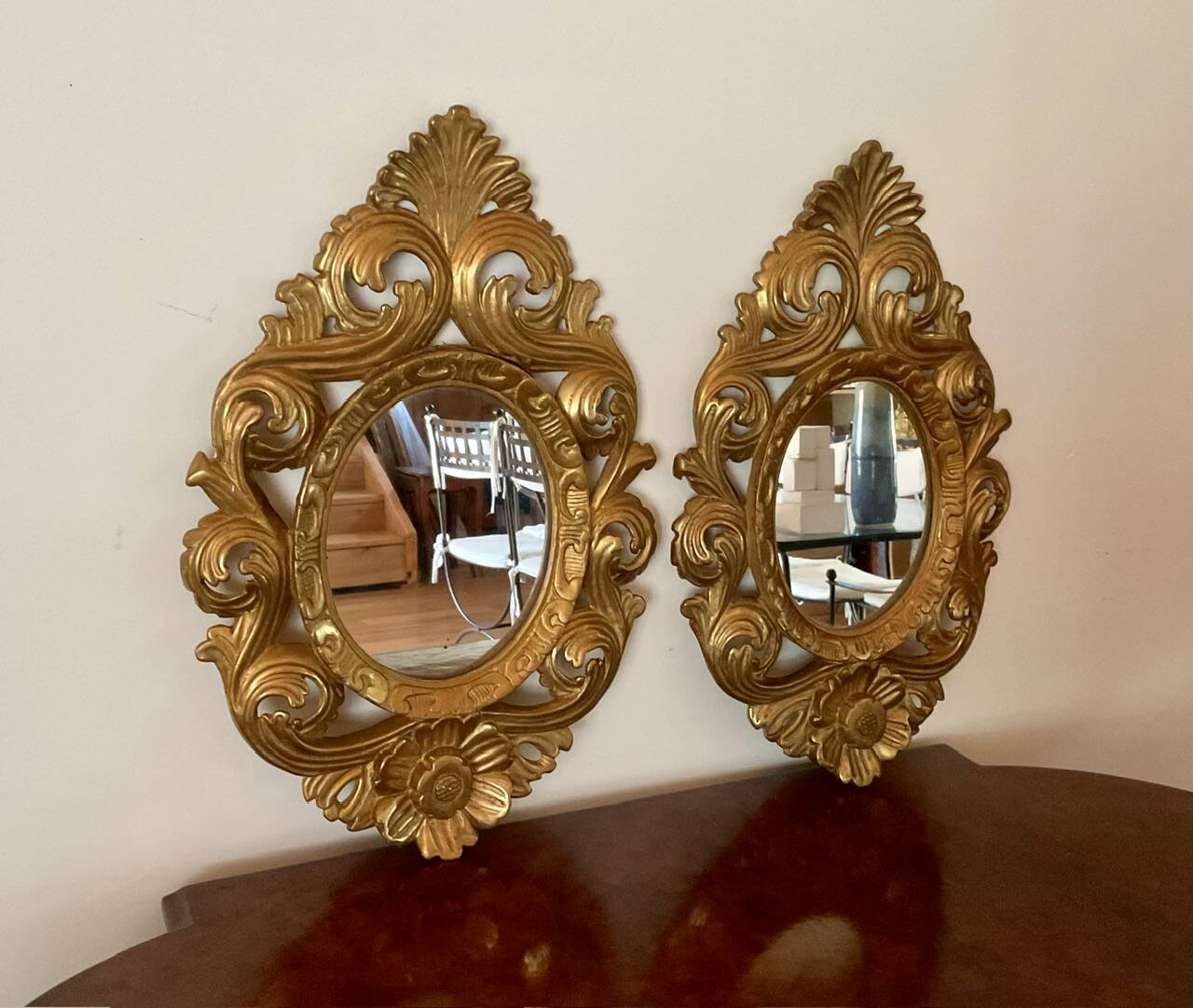 Pair of Italian Baroque mirrors, late 19th, early 20th century