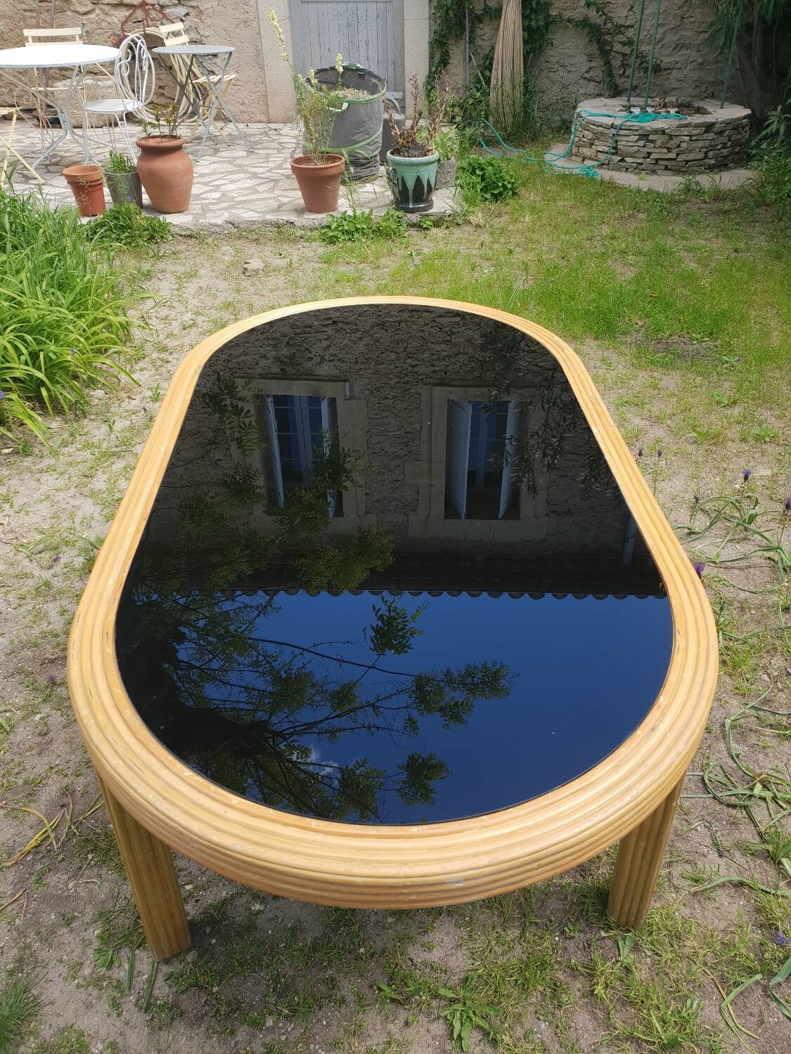 Rattan dining table 1980