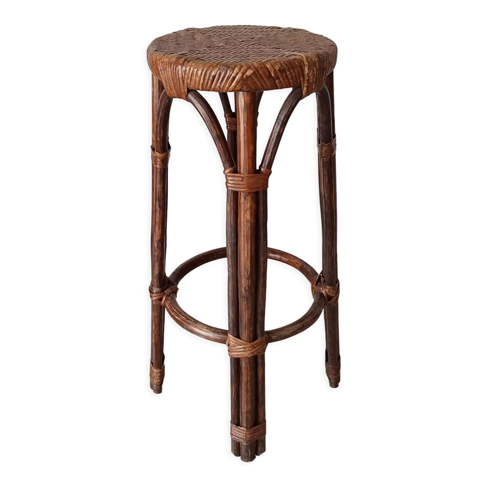 Vintage rattan high stool 60s/70s