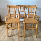 Set of 5 Luterma light blond wood bistro chairs from the 50s