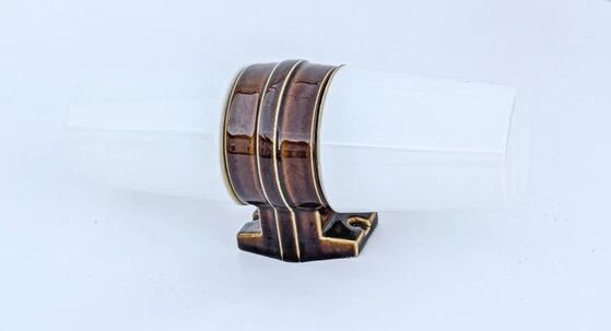 Double wall lamp in brown porcelain Model 6065 by Sigvard Bernadotte for Ifö – 1960s