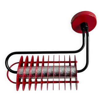 Post modern red uplighter wall lamp from the 80s