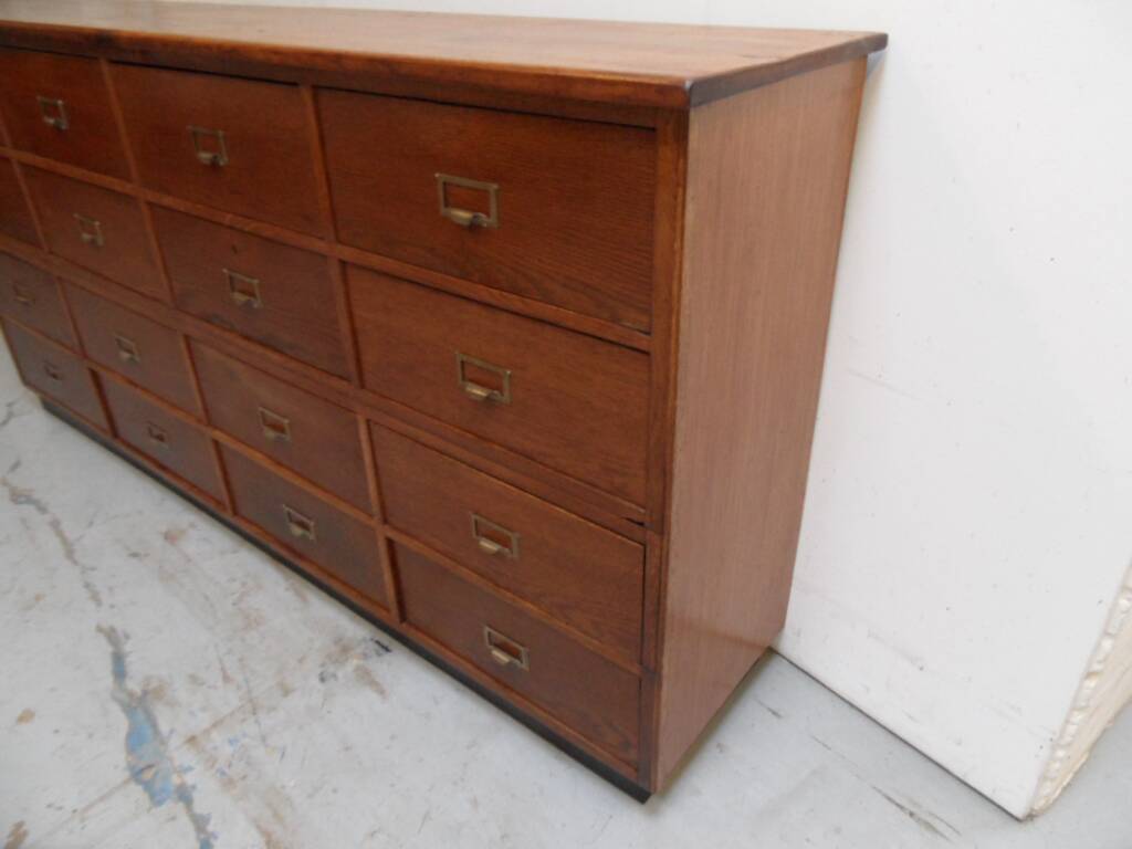 Vintage oak  shop filing cabinet with drawers