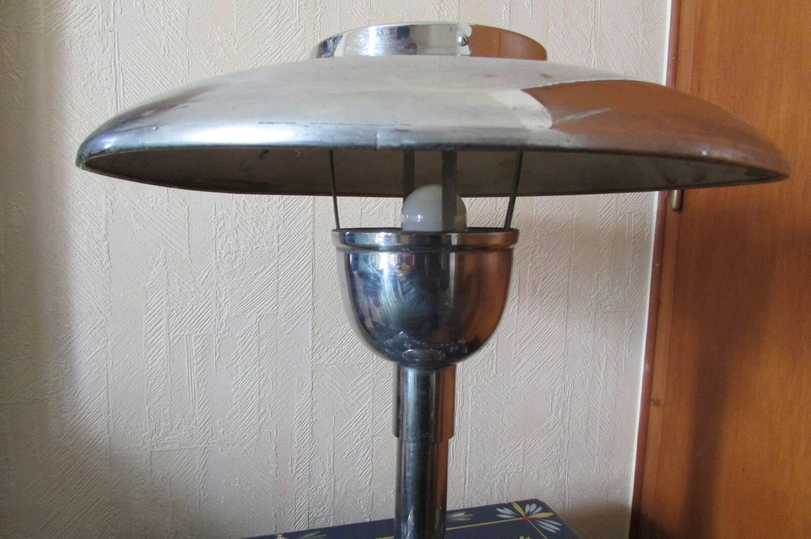 Vintage chrome mushroom lamp, industrial style