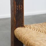 Set of 4 Antique Spanish Country Chairs with Woven Rattan Seats