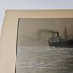 Aquarelle paquebot Noir en Mer Signé TABOUREAU Georges dit Sandy-Hook (1879