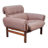 Fauteuil en cuir vintage en teck de Coja, Pays-Bas, années 1960.