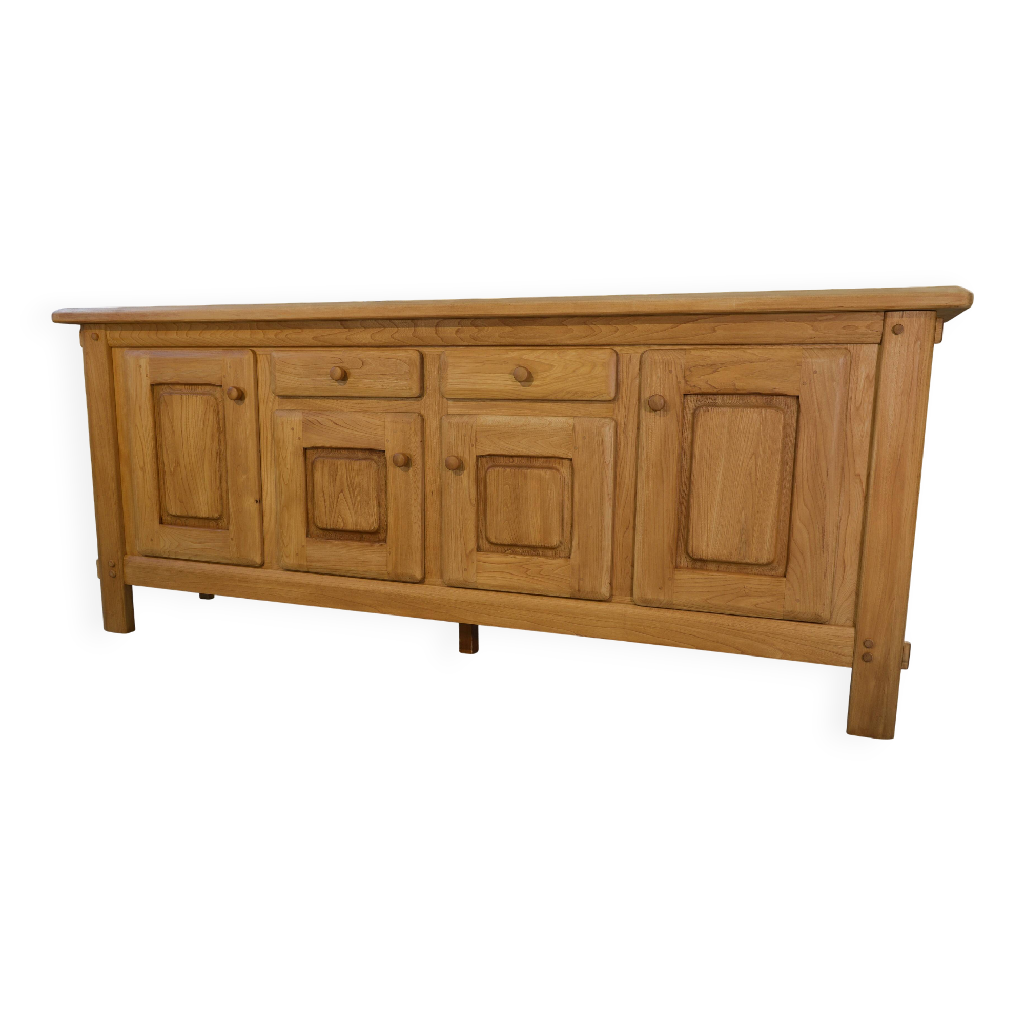 Grand buffet 4 portes en orme circa 1980's