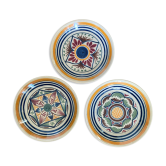 Set of 3 saucers Henriot Quimper