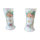 Pair of antique painted opaline vases from the early 19th century.