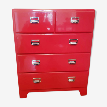 Commode métallique rouge