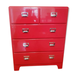 Commode métallique rouge