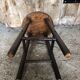Vintage Turned Dark Wood Milking Stool #A631