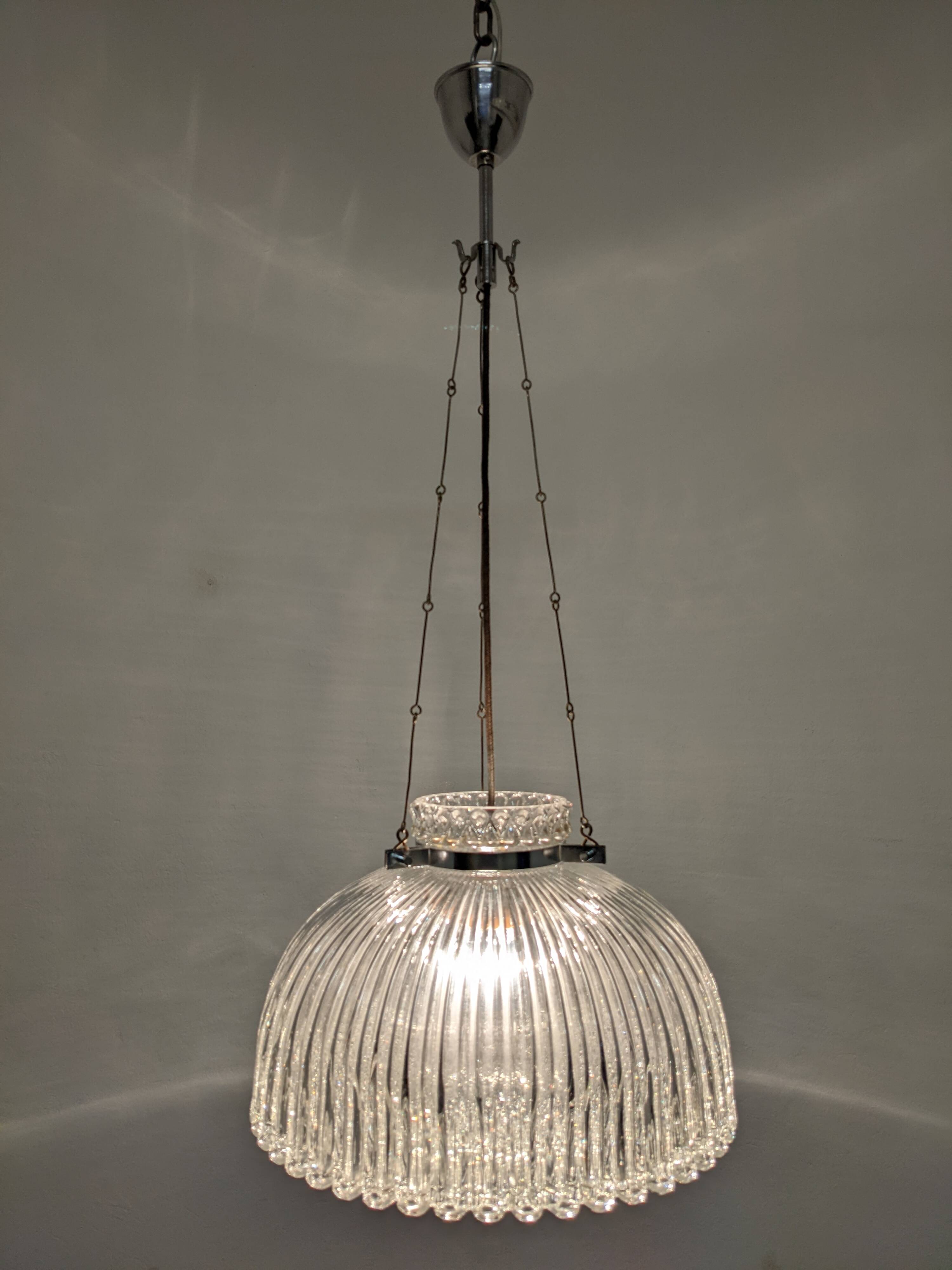 XL dome pendant light in blown glass, Italy circa 1960
