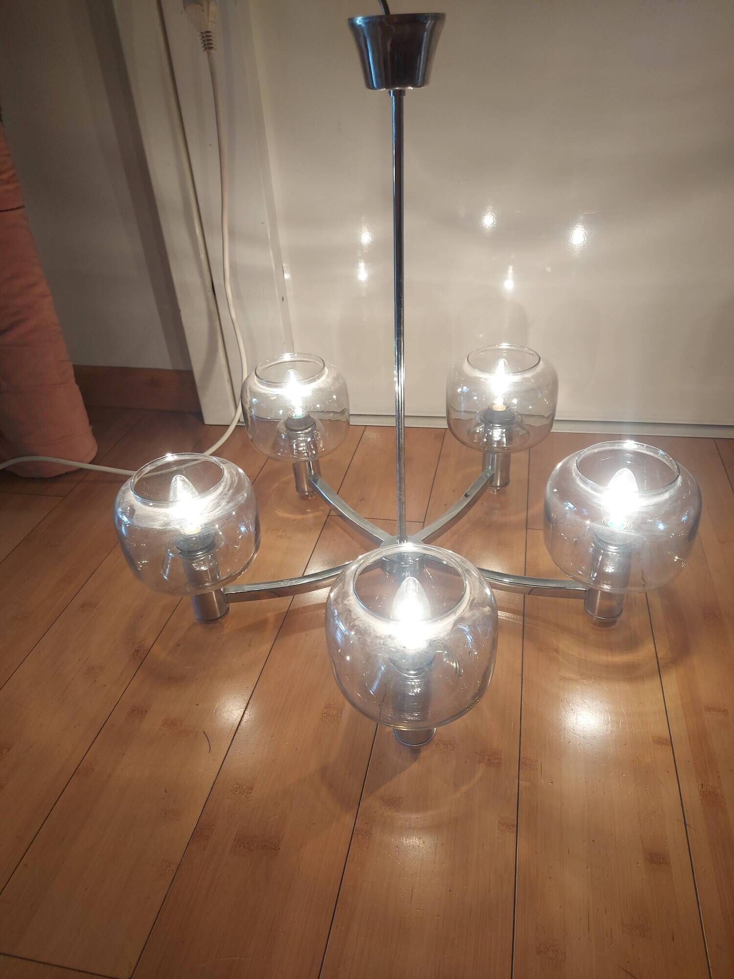 Pendant light, vintage chandelier from the 70s, Delmas