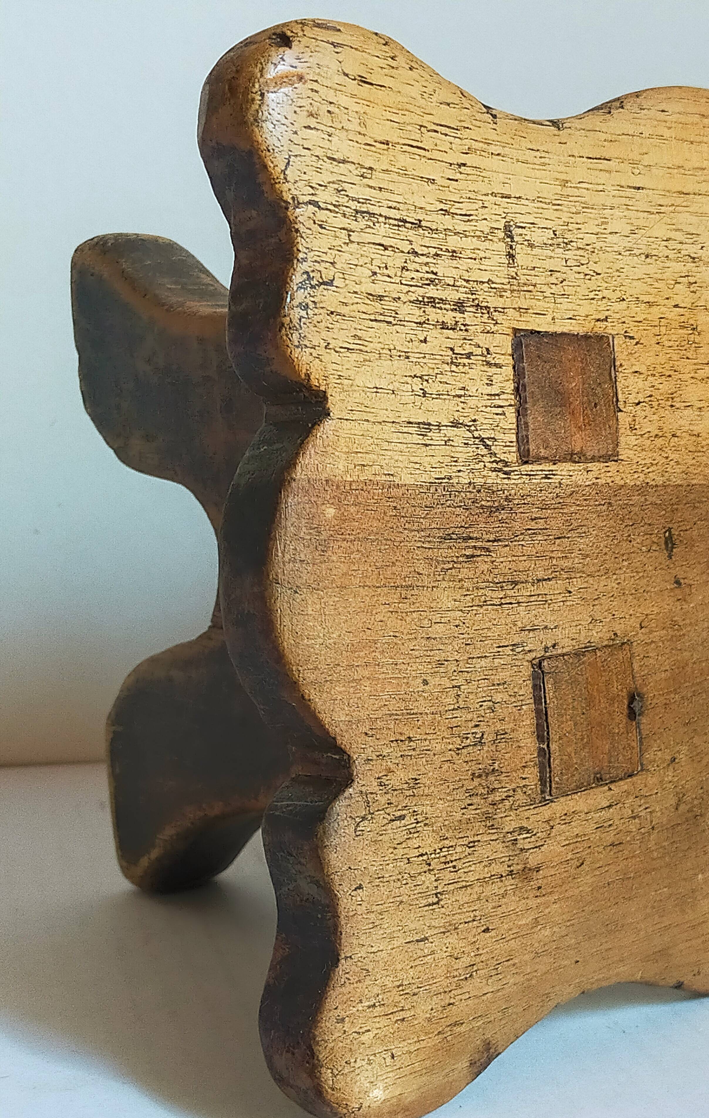 Old footstool in solid wood 19th century