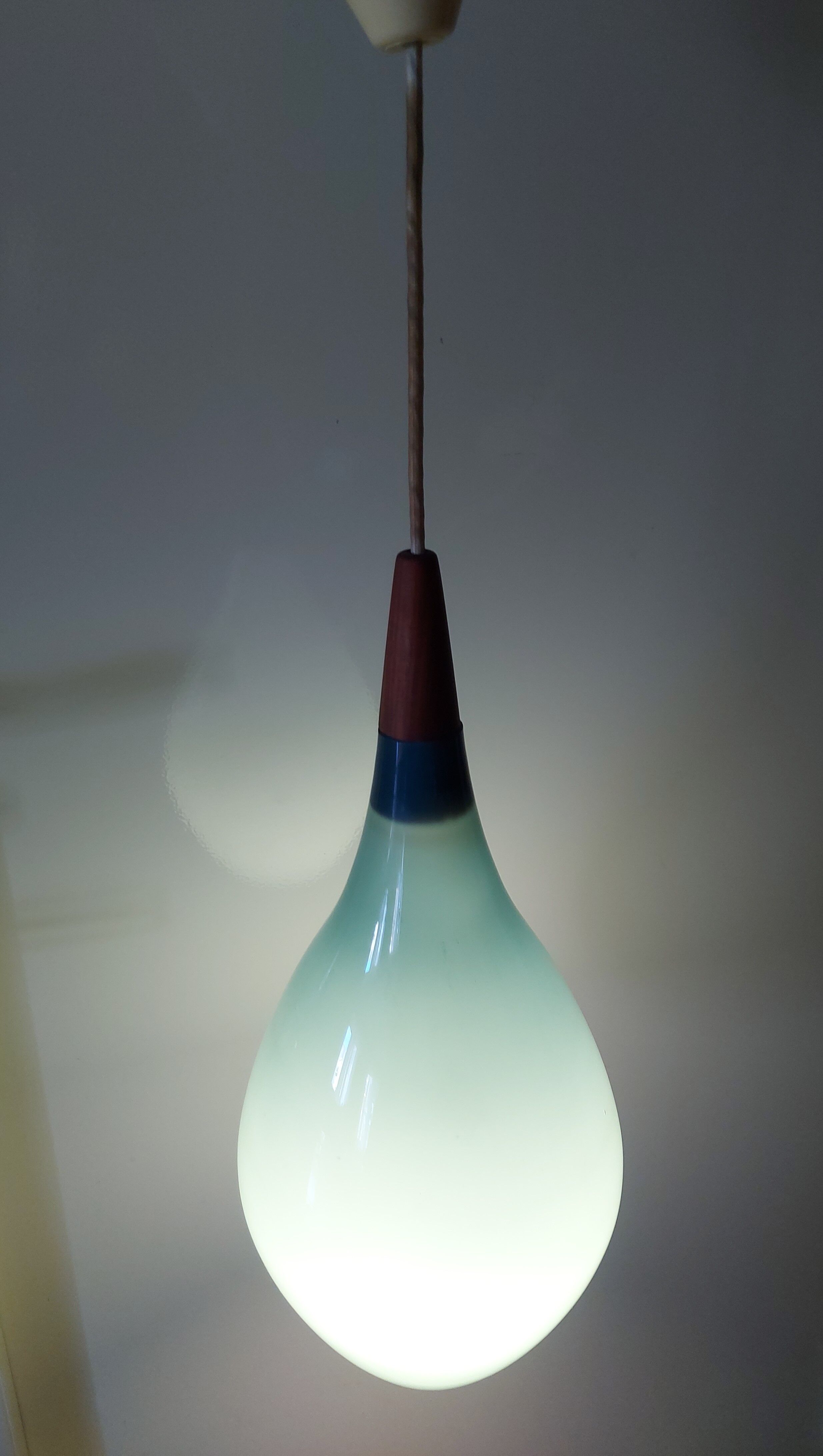 Scandinavian glass pendant light Holmegaard 50, 60's
