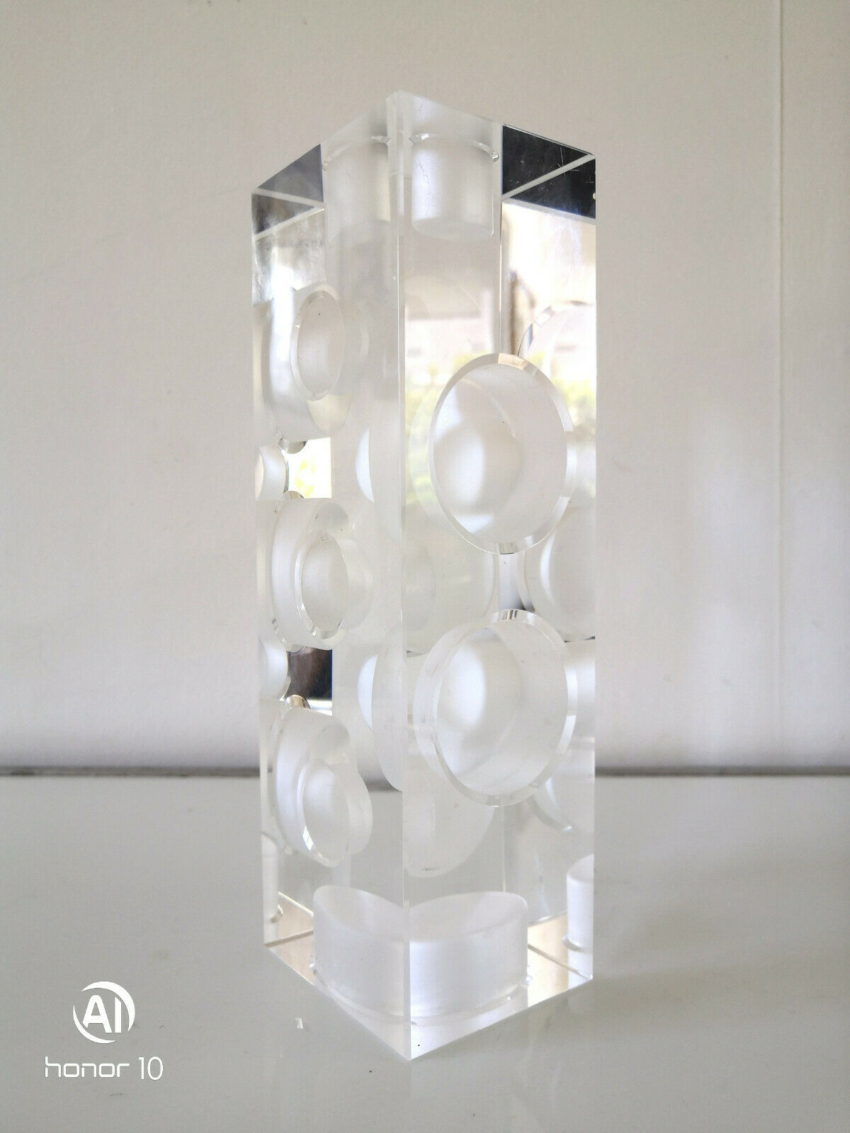 Photophore candlestick in multifaceted glass design 80s