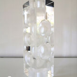Bougeoir photophore en verre multifacettes design années 80