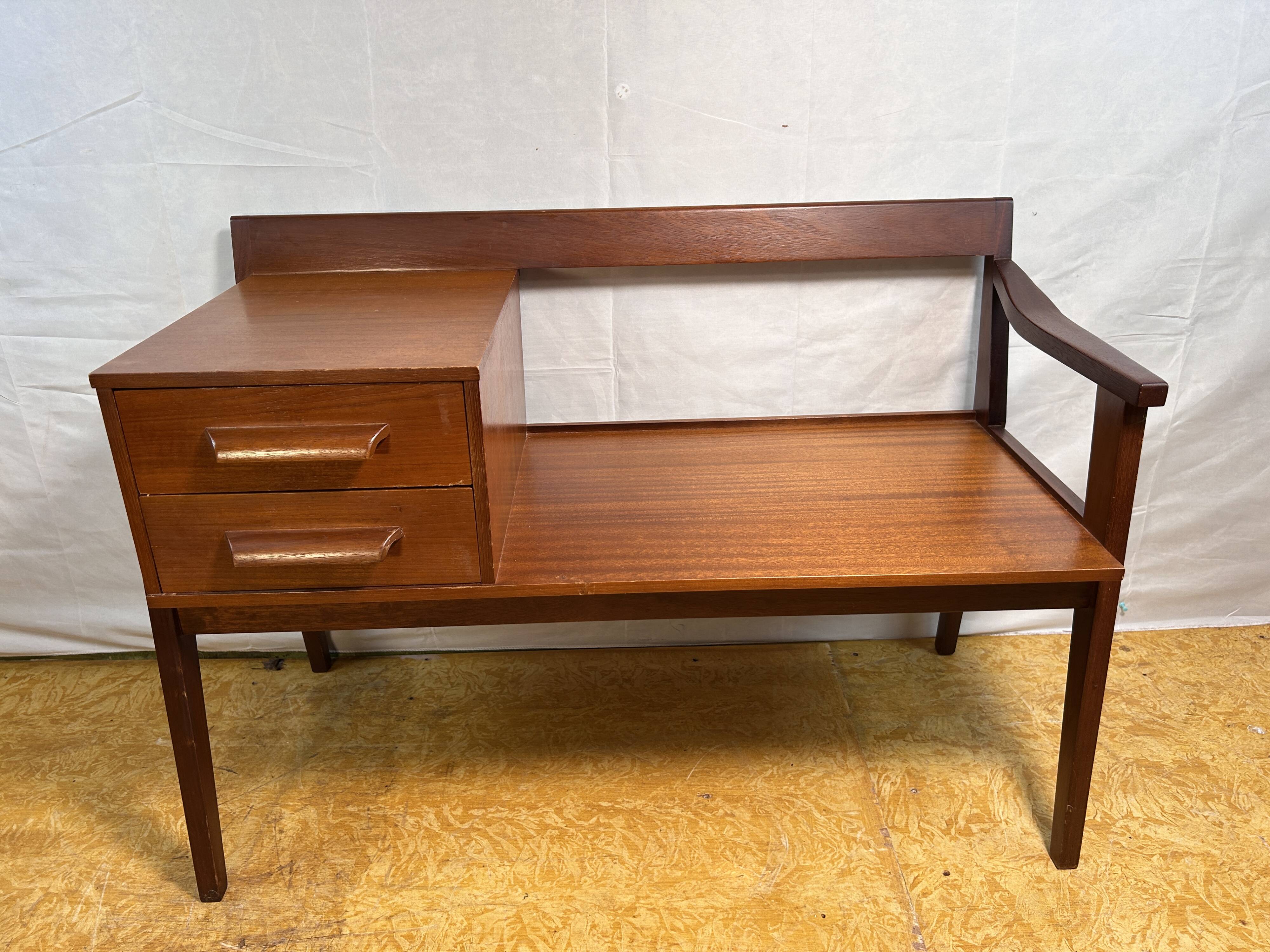 Mid-Century Retro Vintage Teak Telephone Seat by Chippy Heath 1960