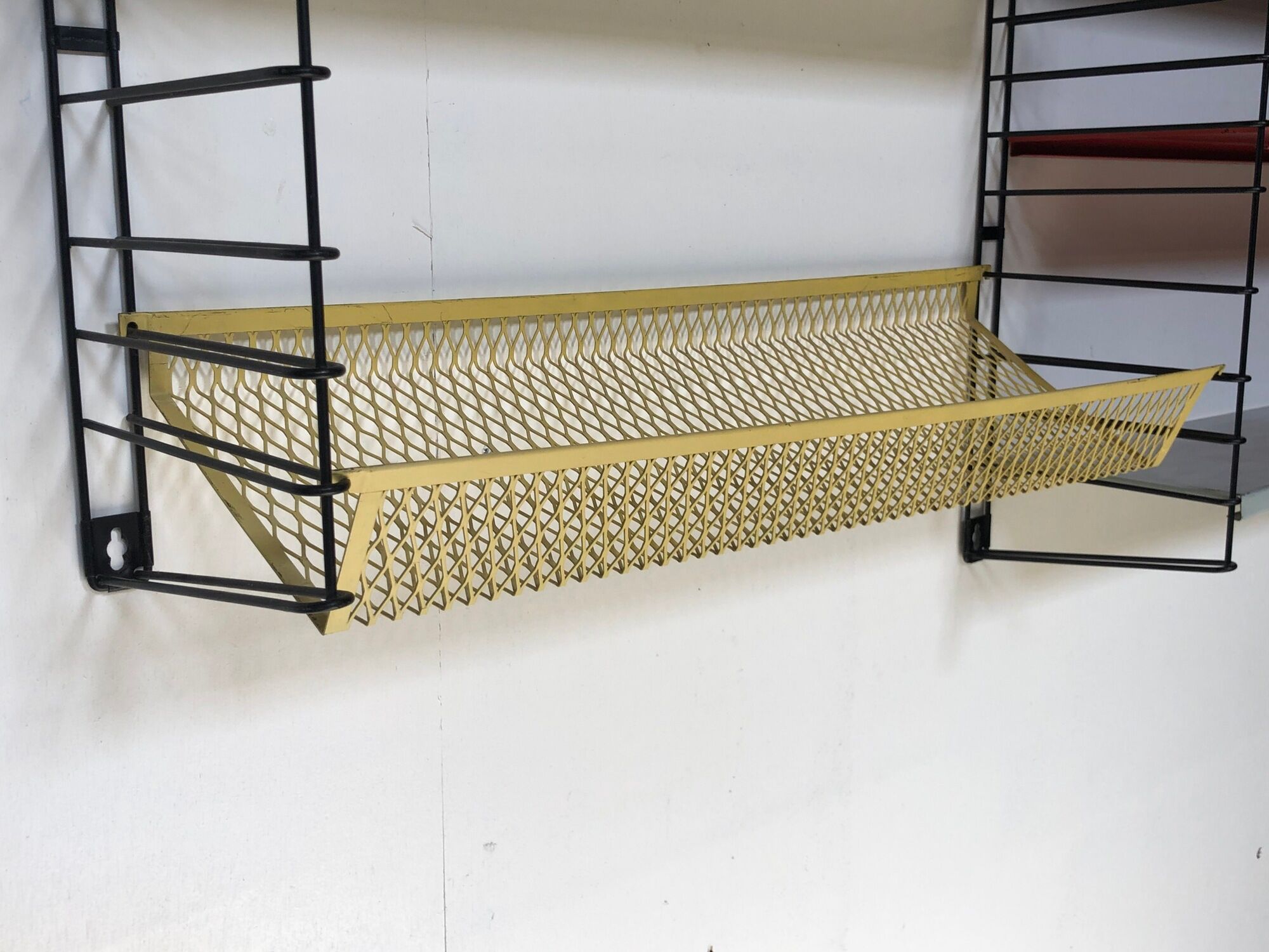 Vintage D. Dekker for Tomado Holland - Wall shelf with metal shelves