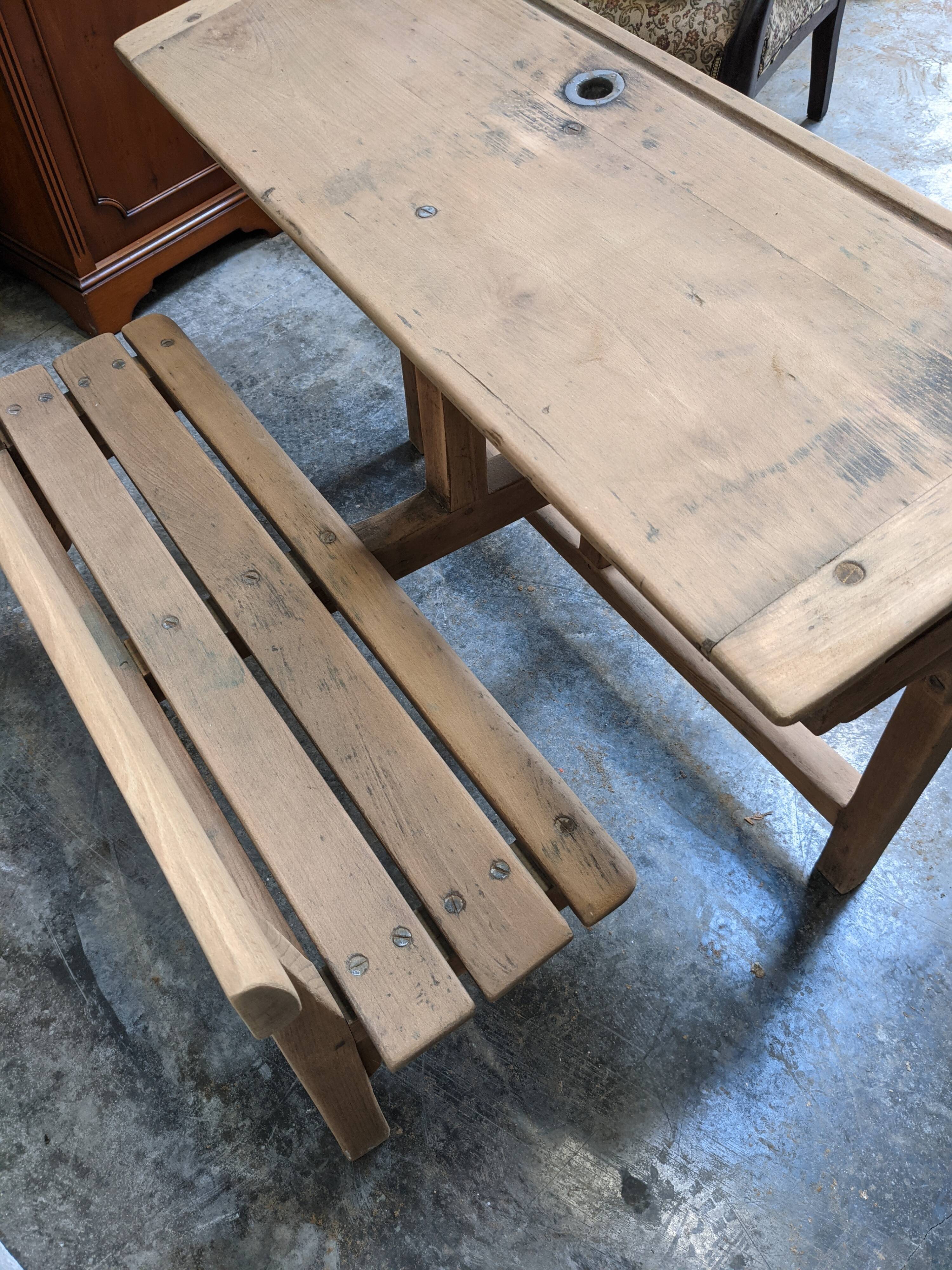 Wooden school desk from the 1960s