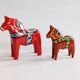 Set of 2 Vintage Swedish Dala Horses in Wood, Hand-Painted Red