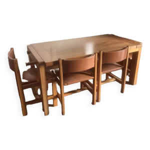 Table et 4 chaises en orme maison