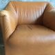 Pair of convertible armchairs in cognac leather - vintage 1970