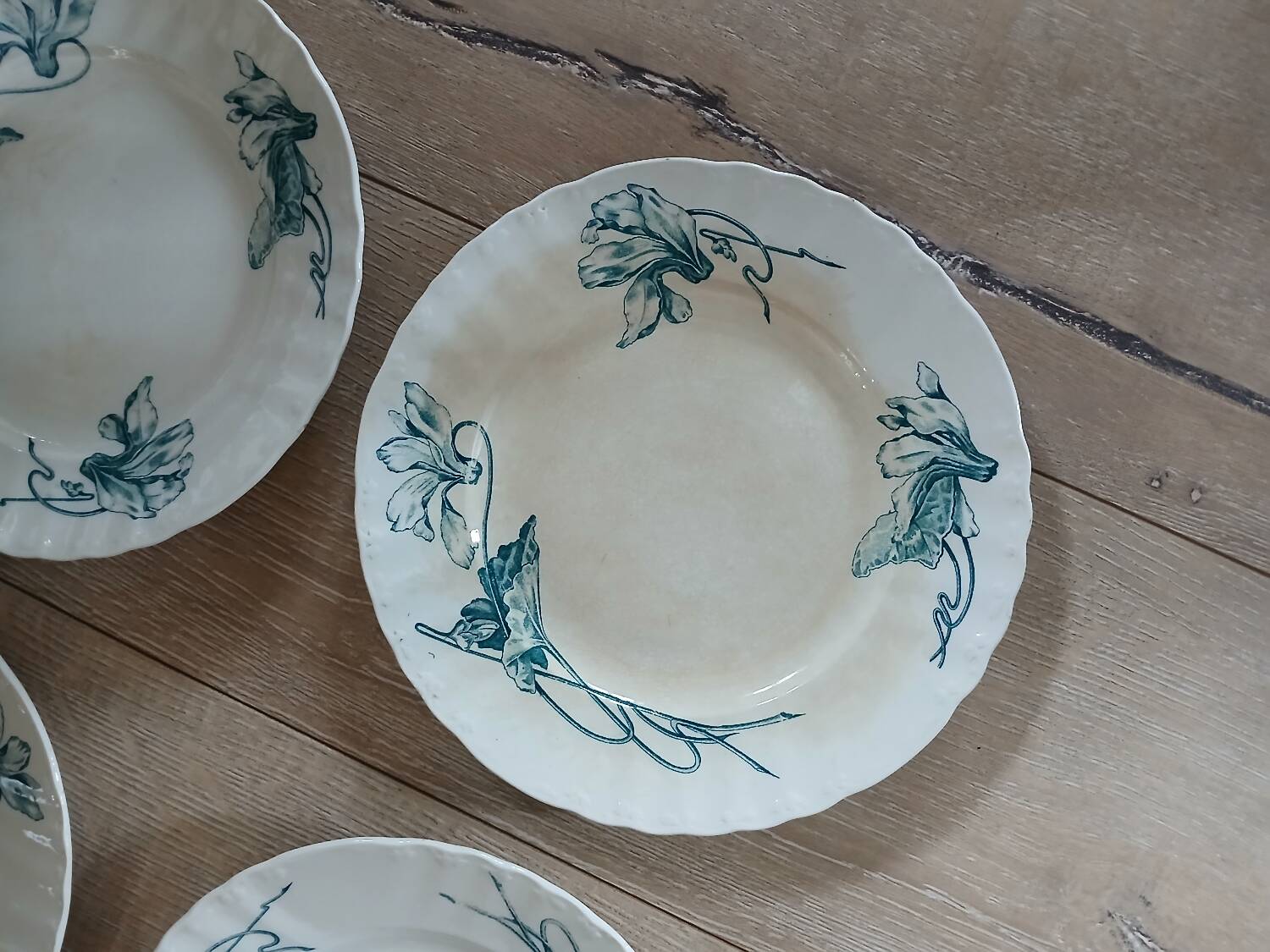 10 antique ironstone dinner plates