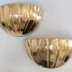Pair of brass sconces shell shape design 80s