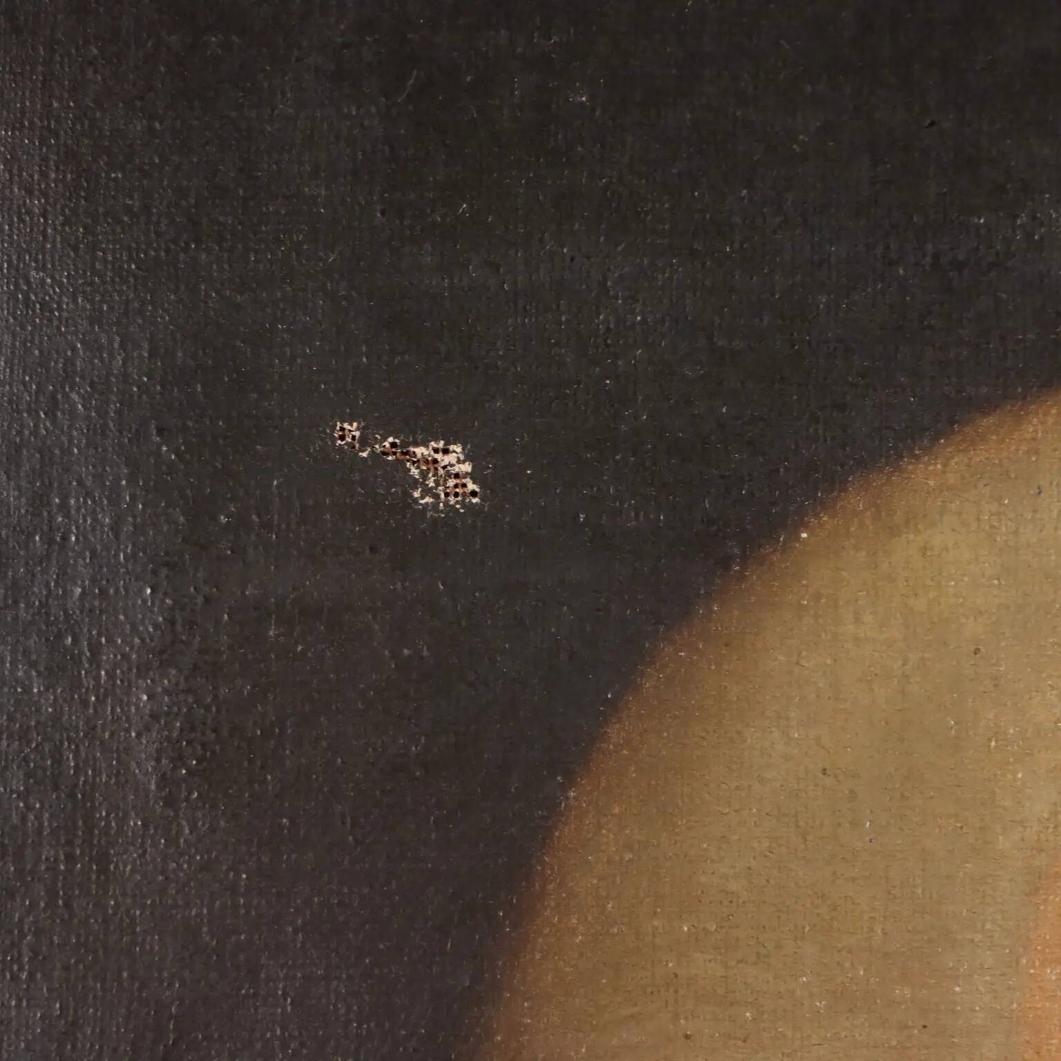Old painting of a male portrait in oil on canvas from the 18th-19th century.