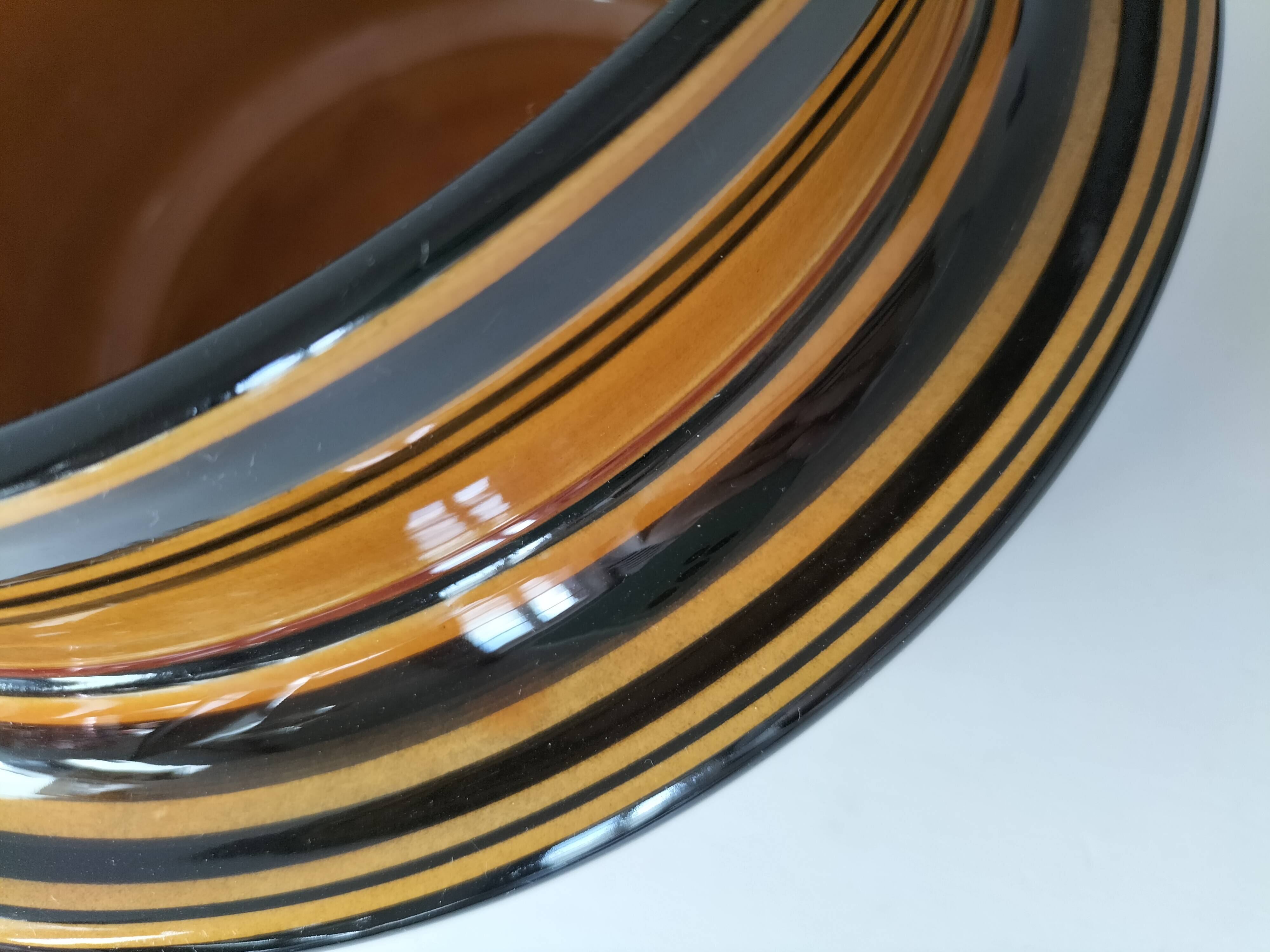 Vintage Luwasa cache-pot in brown caramel and black, ceramic, 1975