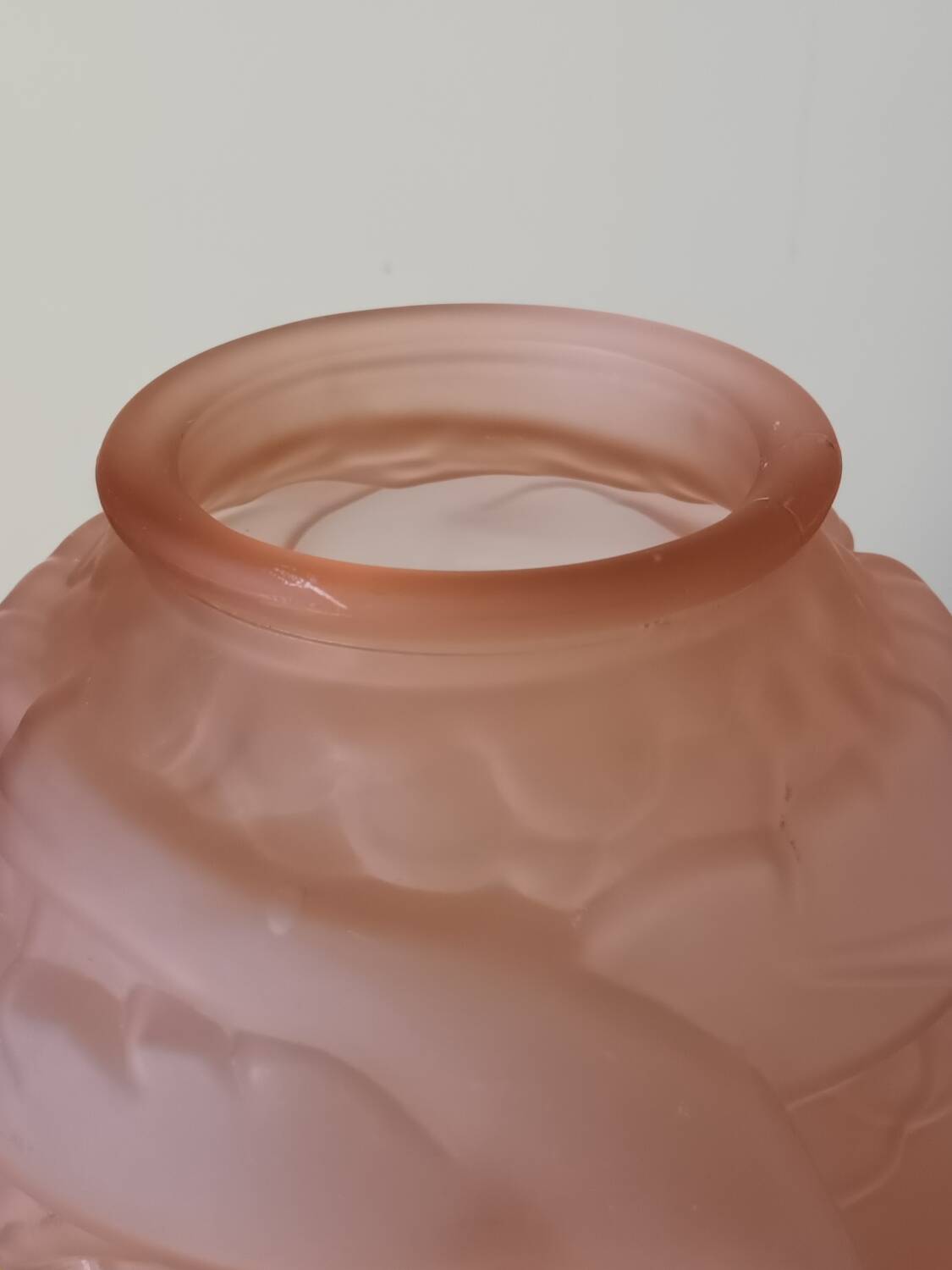 Art Deco pink glass round vase