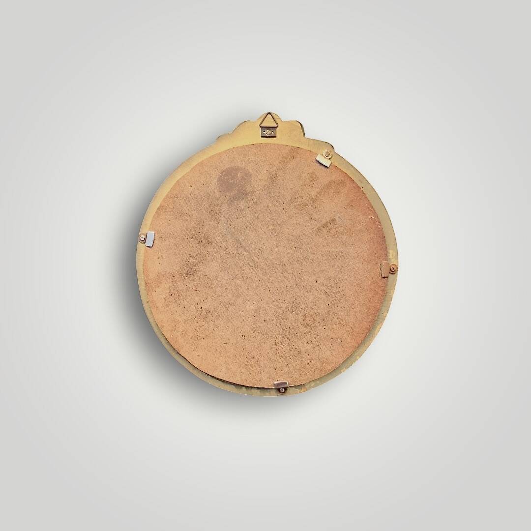 Antique small round wall mirror in gold resin - love knot