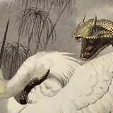 Original zoological plate from 1839 "saurian" the common viper & .....