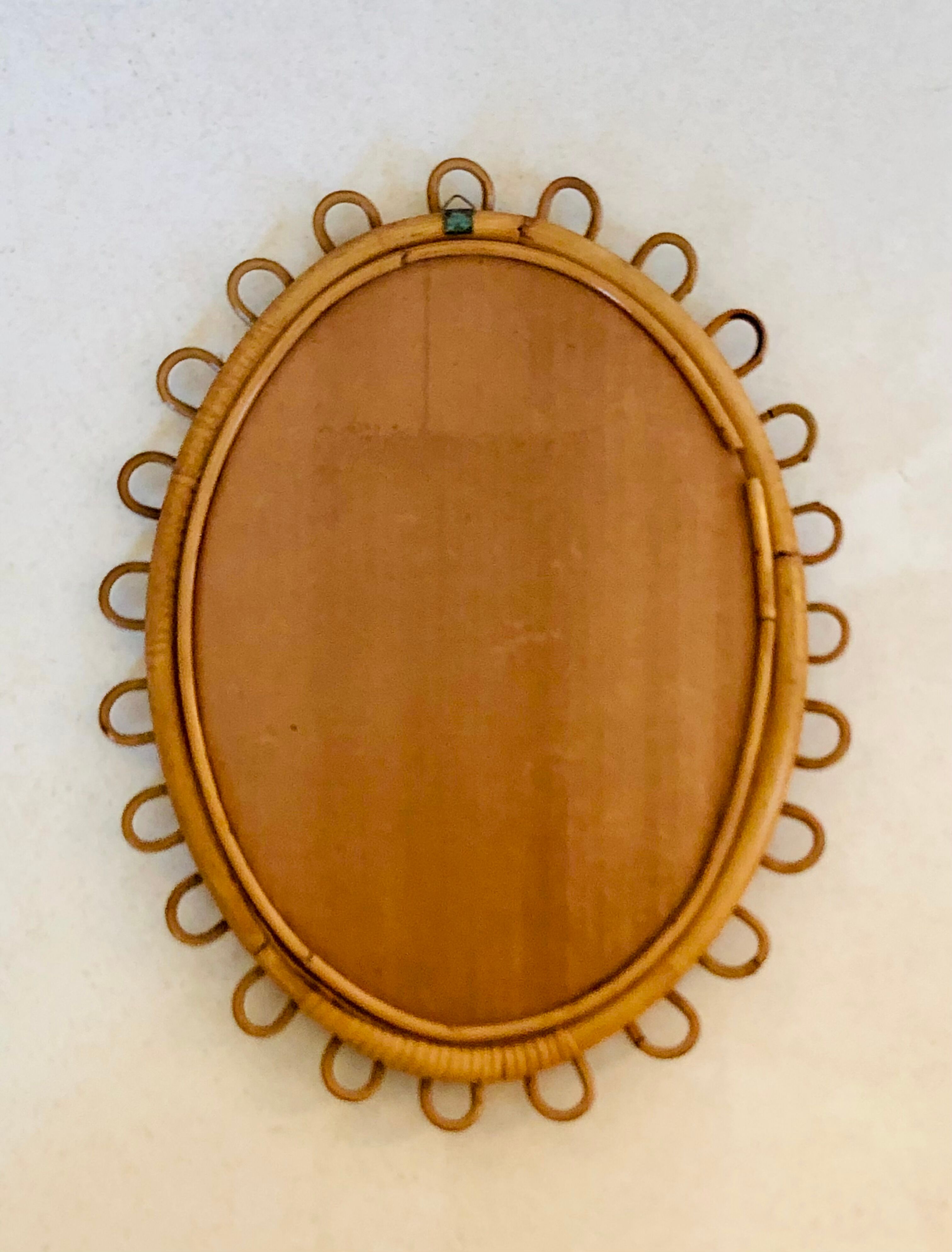 Medium size rattan mirror, Italy 60s