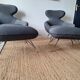 2 fauteuils roche bobois spoutnik lounge avec reposes-pieds