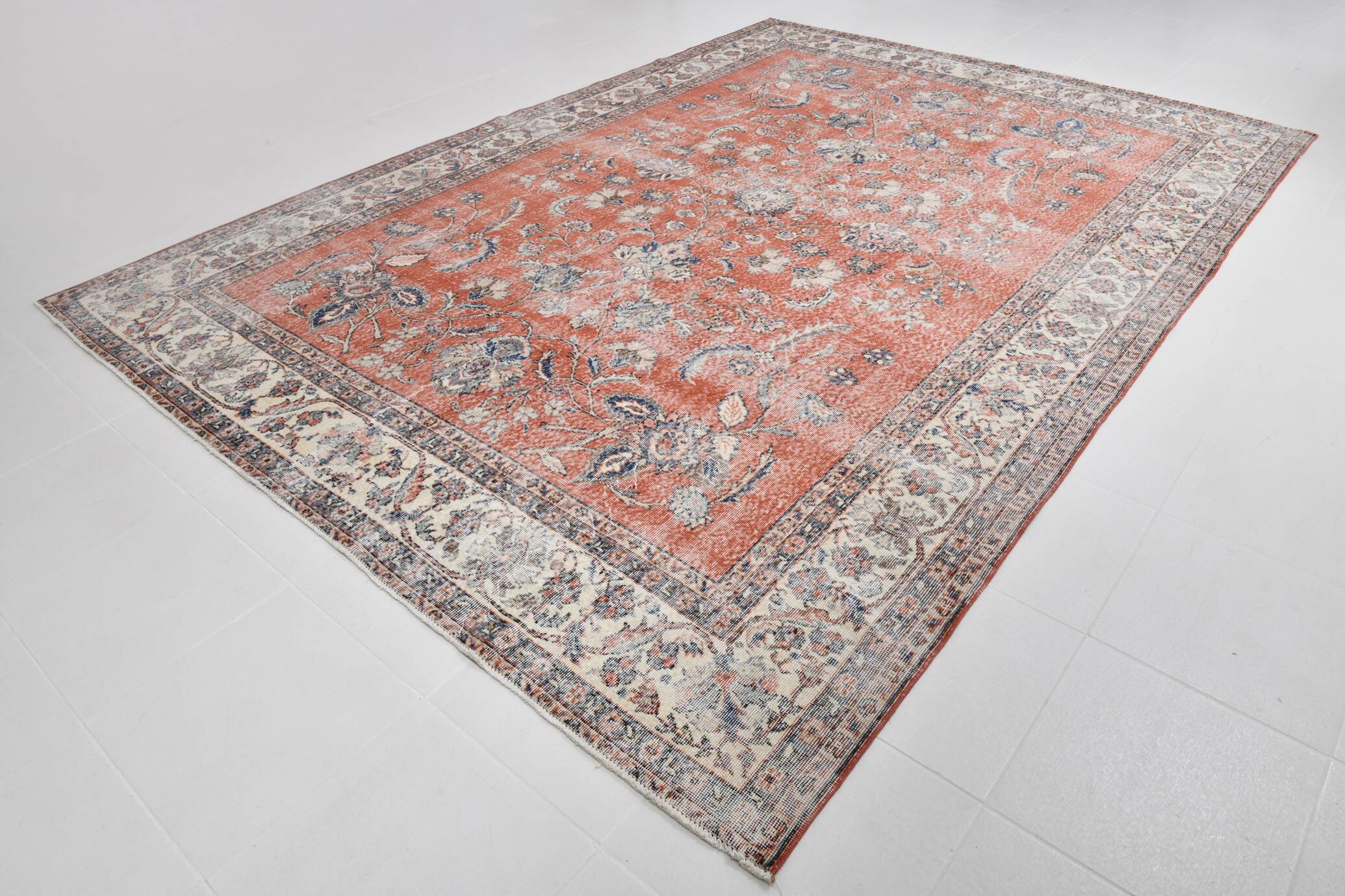 8x12 Persian Red & Blue Floral Persian Rug, Rugs For Living Room, 260x366Cm