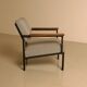 Grey fabric and wood lounge chair by Gijs van der Sluis from the 60s.
