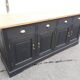 Industrial buffet four doors and four drawers black handles brushed brass patina