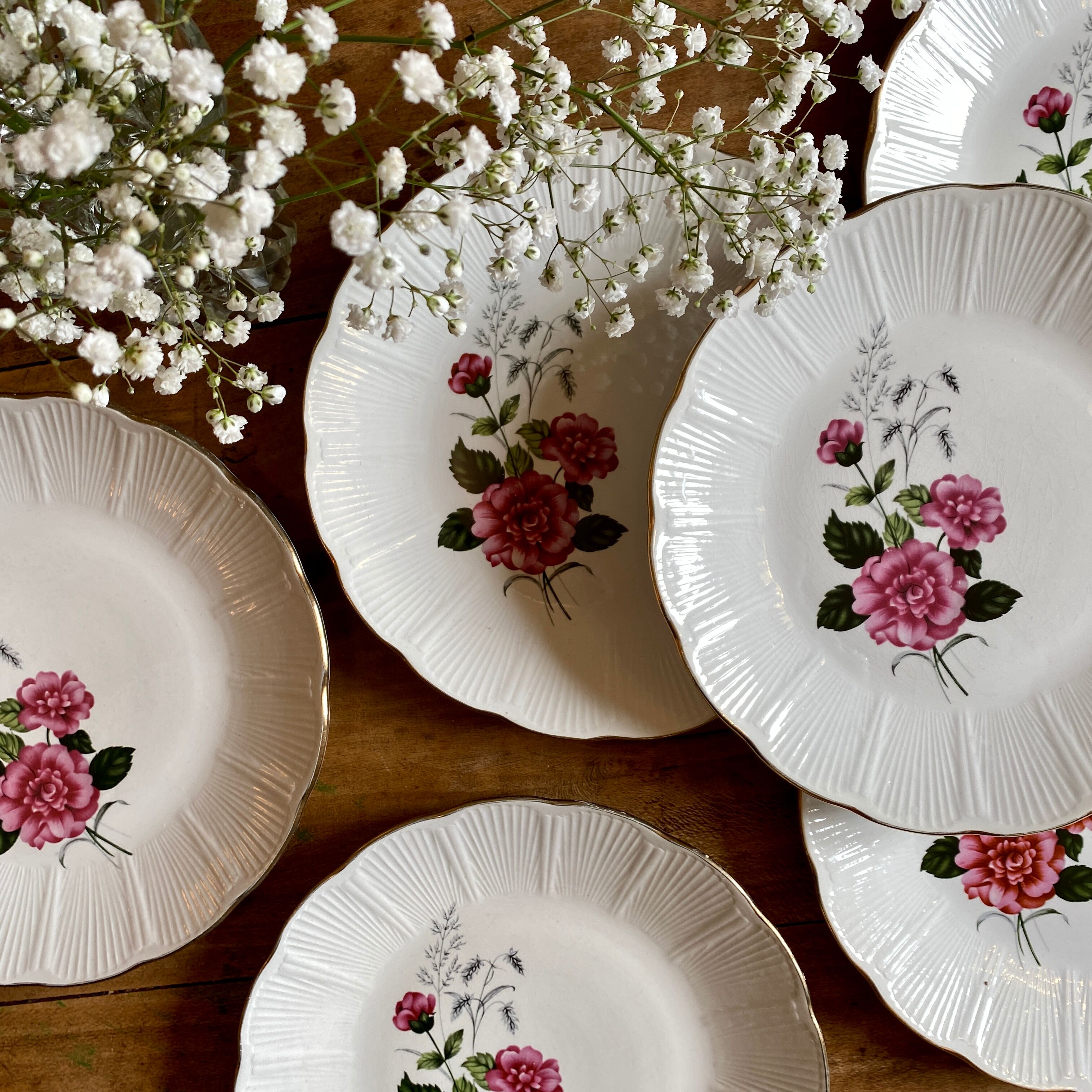Set of 6 vintage flat plates L'Amandinoise