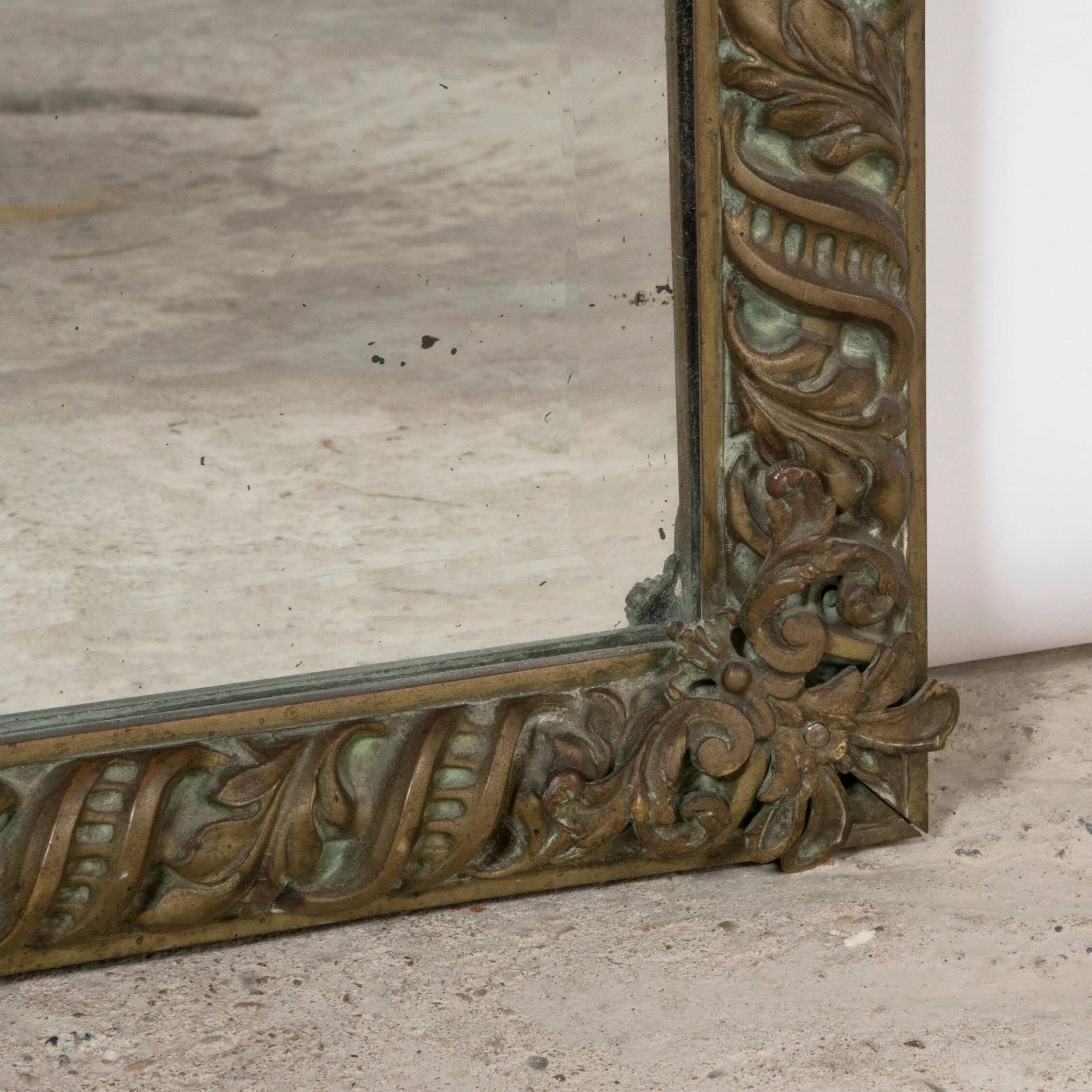 Rectangular copper mirror in Arts & Crafts style