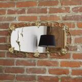 Miroir ovale années 50 en laiton - 38x69cm