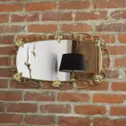 1950s oval brass mirror - 38x69cm