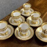 Series of 6 large Empire period chocolate cups in Paris porcelain circa 1800